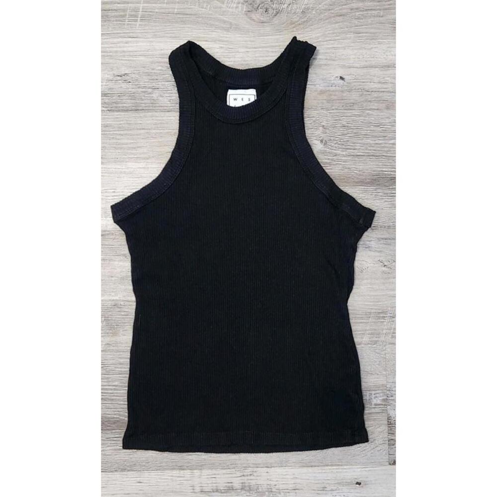 Wesley Ribbed Tank Top Medium Baby Tee Black High Neck
